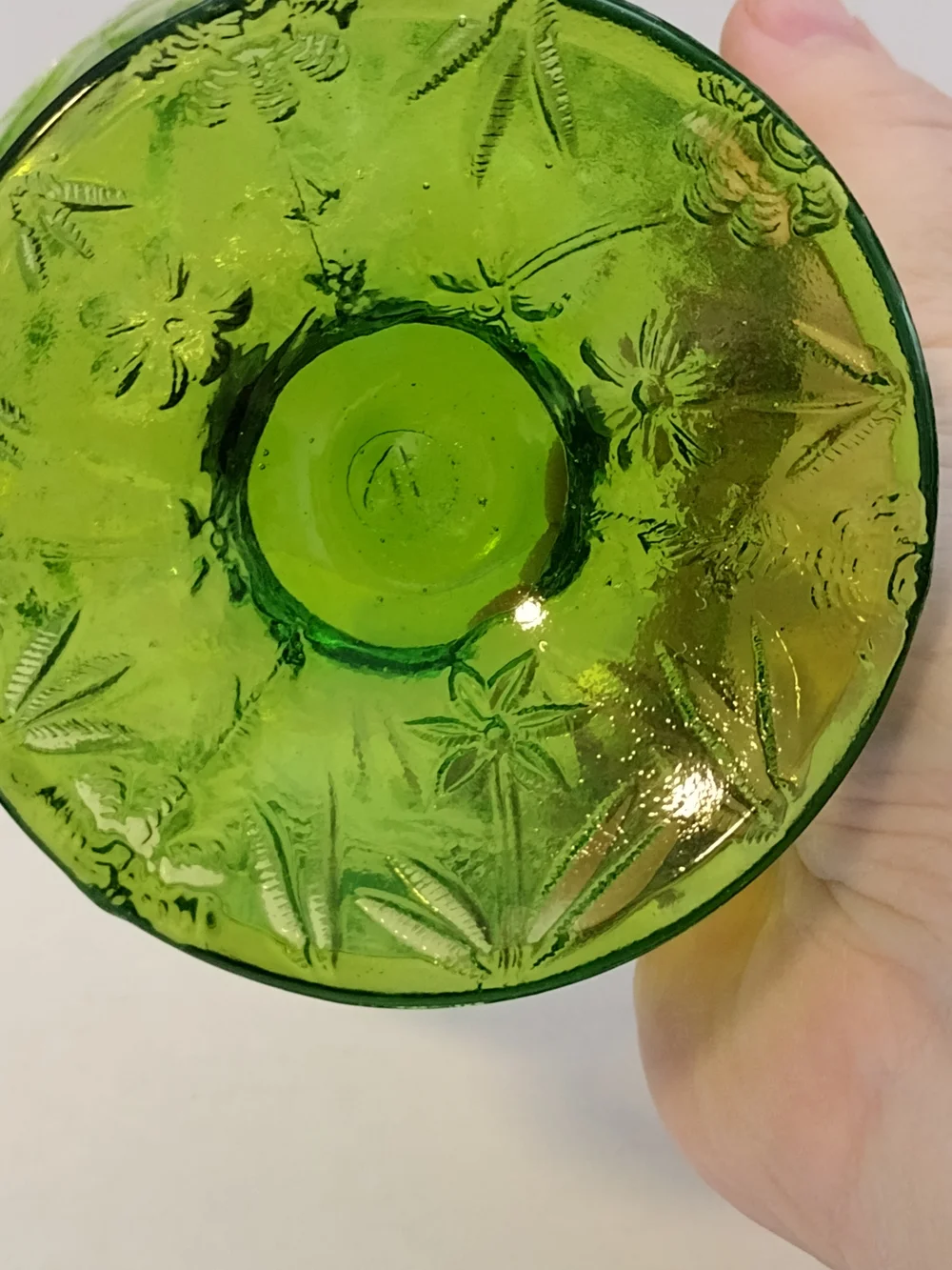 Indiana Glass Green Pressed Glass Compote